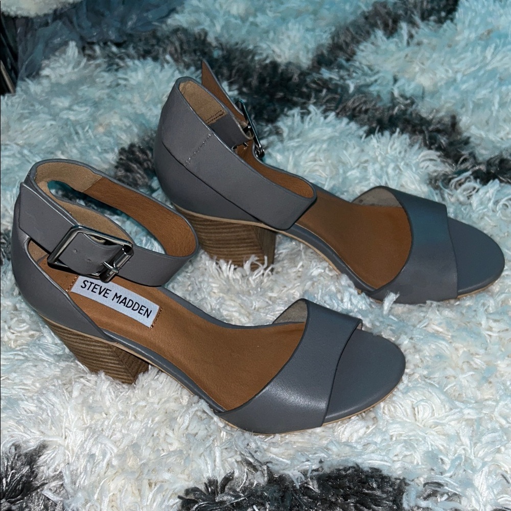 New! Never worn. Steve Madden Charcoal Open-Toe Heels